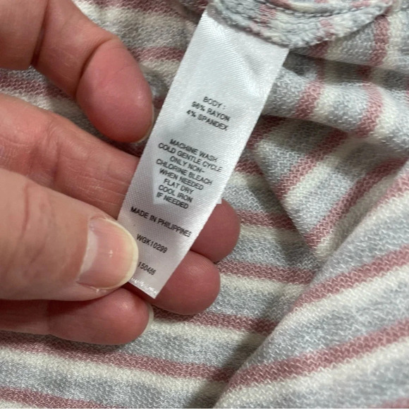 New Market & Spruce Milania French Terry Hooded Shirt Stripes - Picture 3 of 6